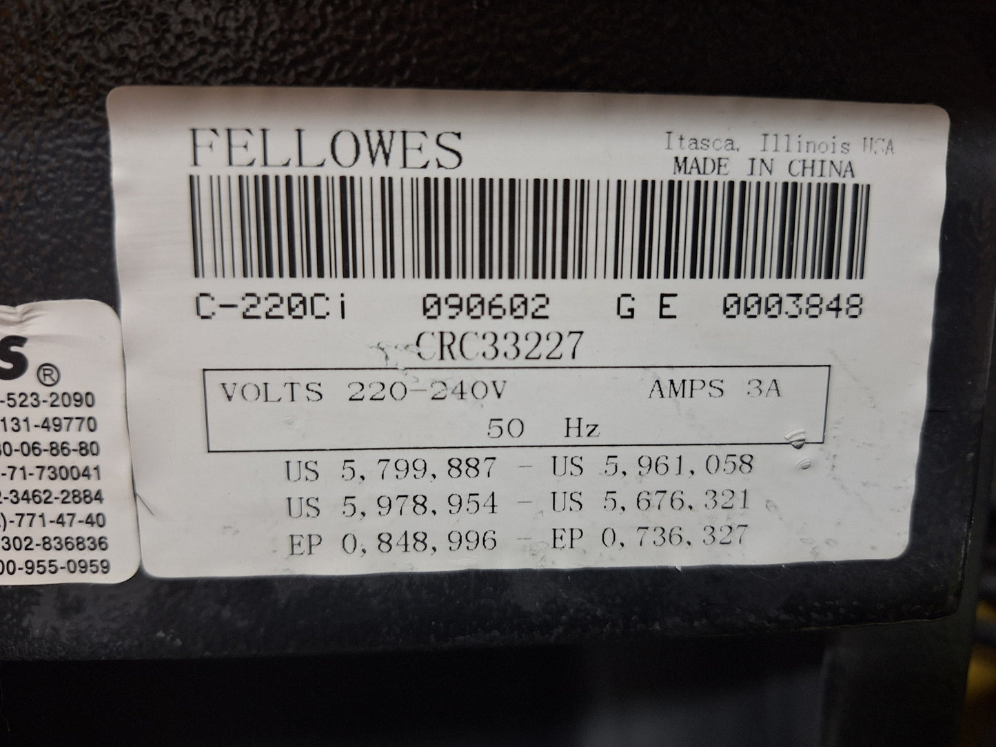 Fellowes Powershred C-220Ci shredder primary drive gear CRC33227