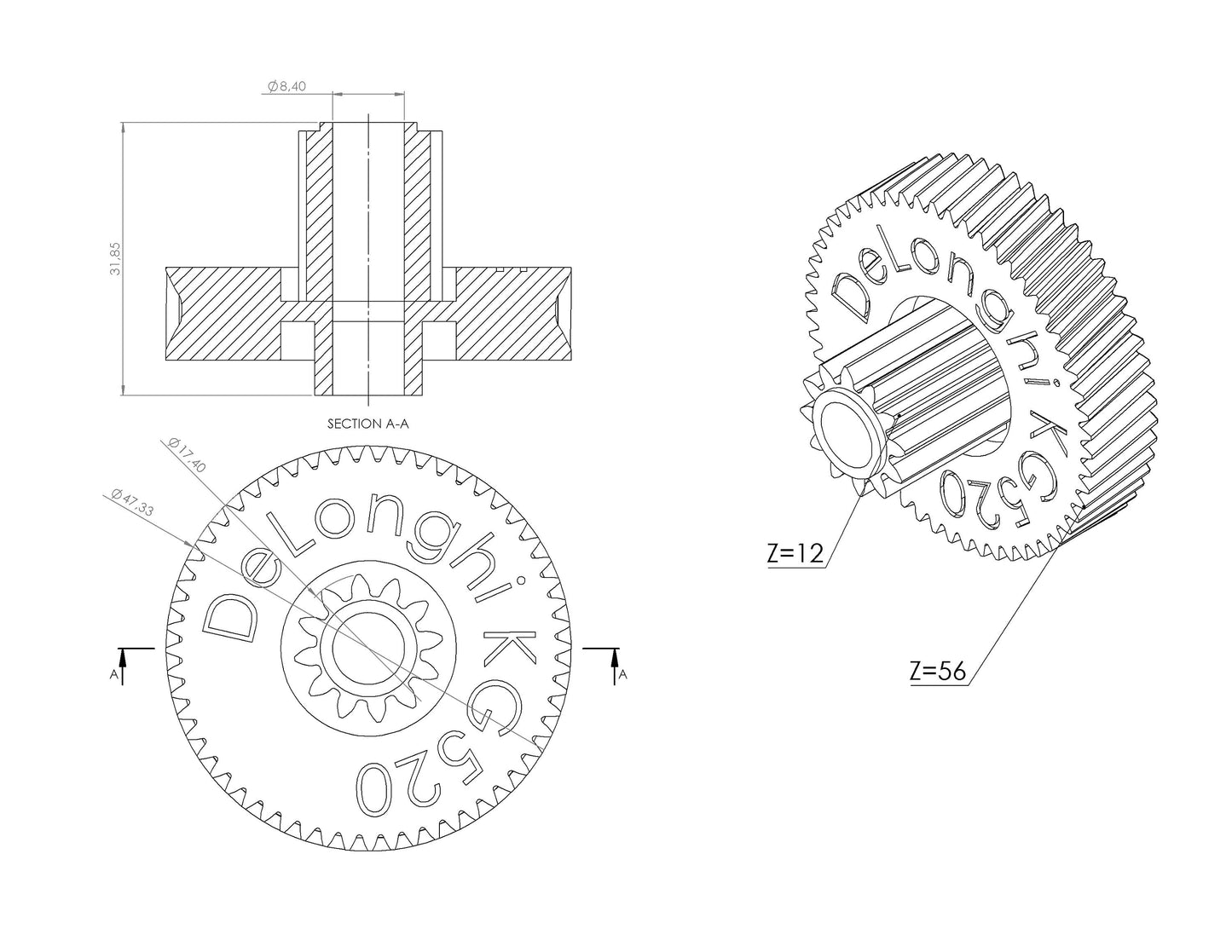Gear for DeLonghi KG520 KG521 Gastroback 42639 42612 42612s 42620 la specialista arte Sage Smart Grinder Pro coffee machines