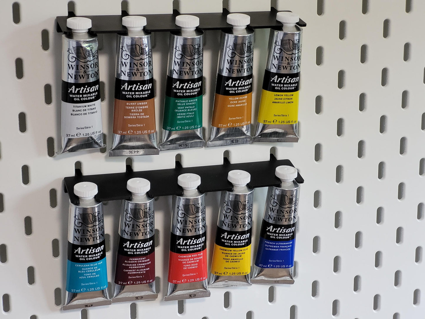 Paint Tube Holder for IKEA Skådis – Fits 5 x 37ml Tubes – Windsor & Newton Compatible – Organizer – Dept 502
