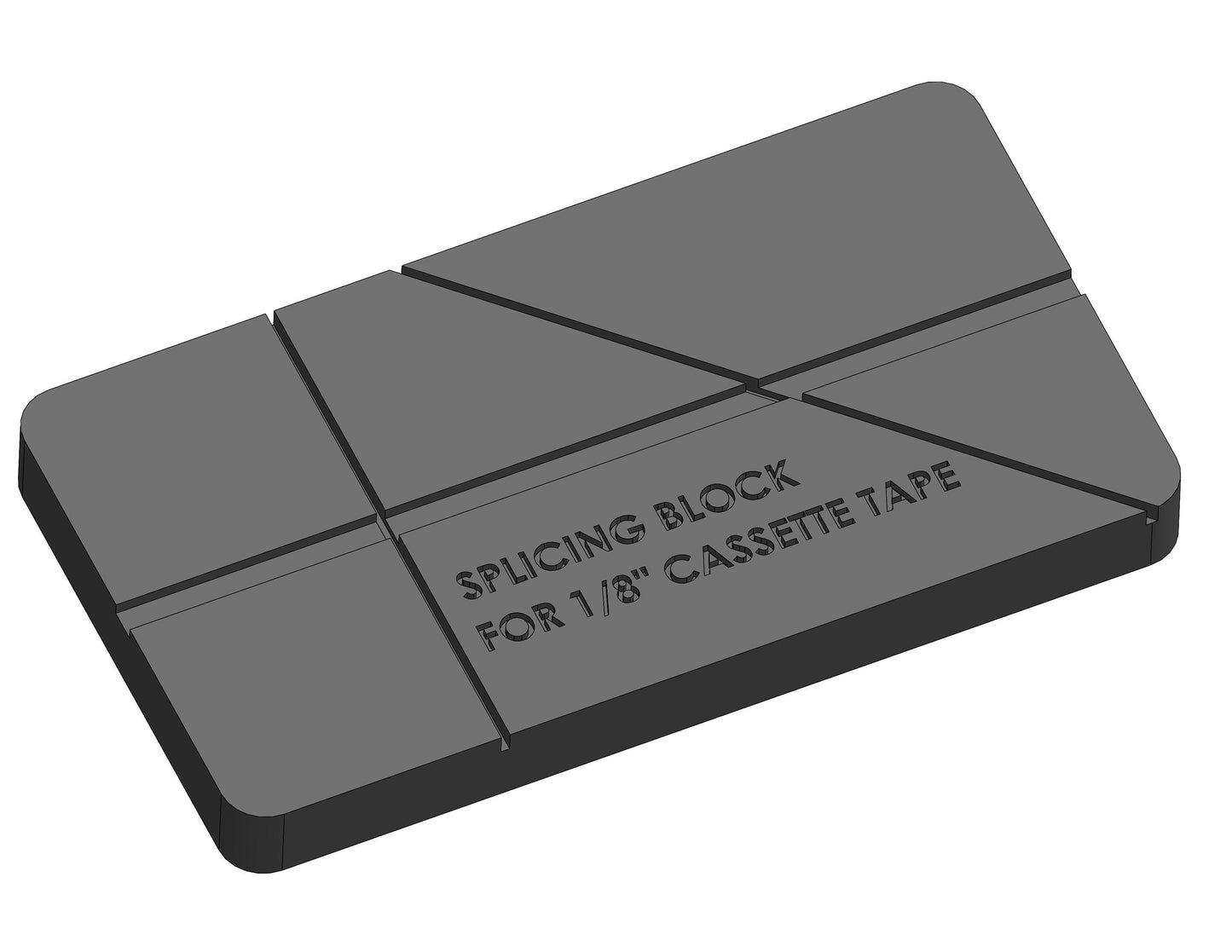 Splicing block for 1/8 inch cassette tape media