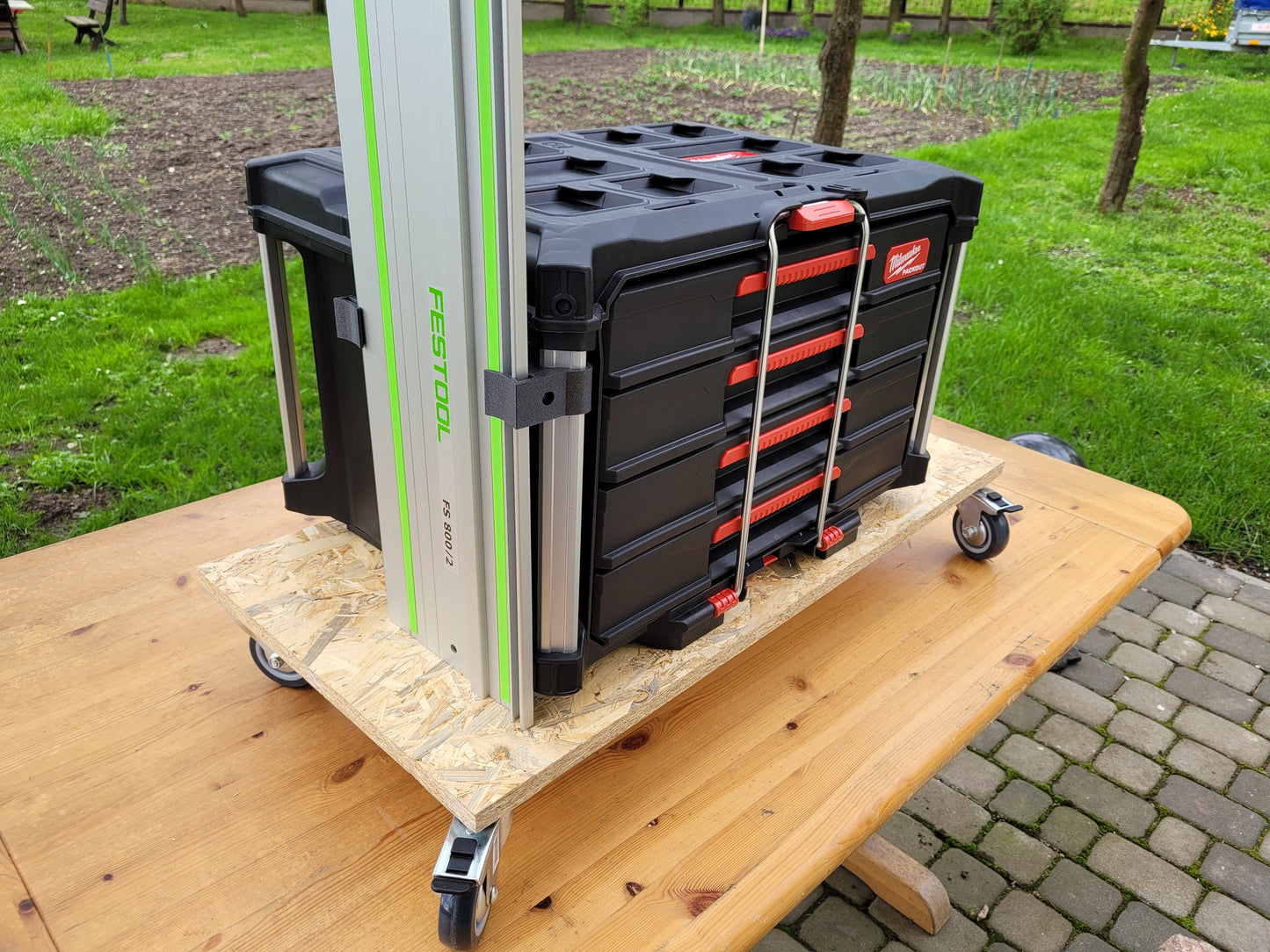 Rail mount for Milwaukee packout and Festool rails
