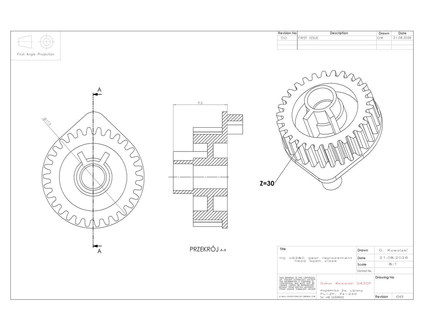 Hp C6280 Printhead Open/Close Gear