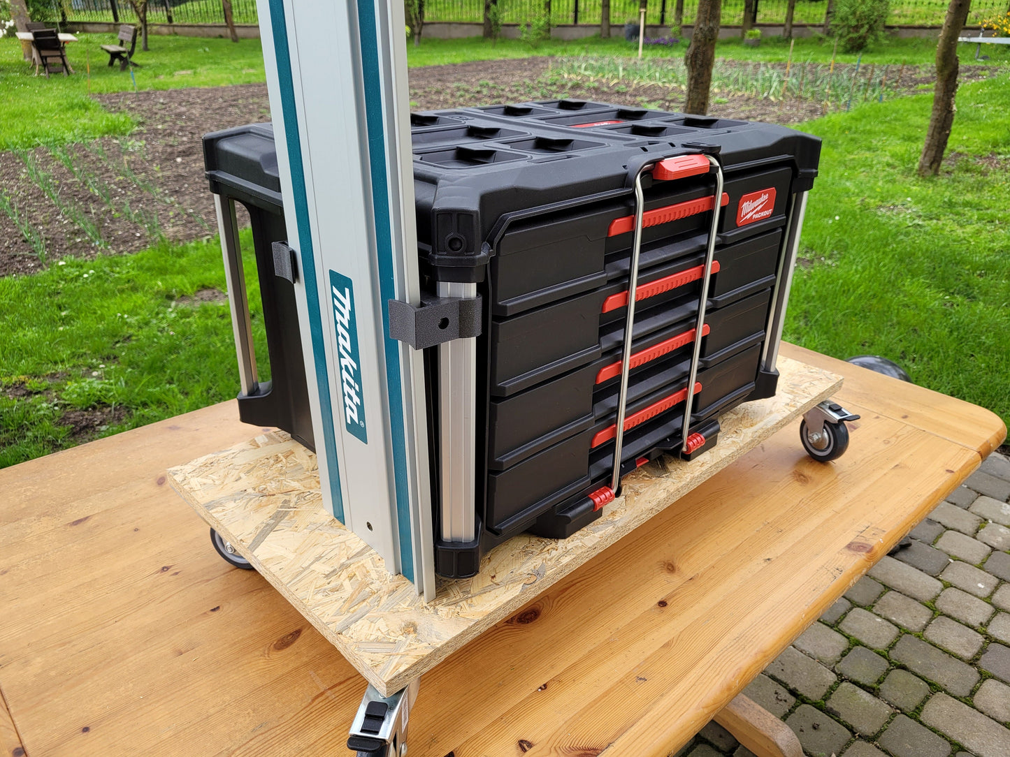 Rail mount for Milwaukee packout and Makita rails