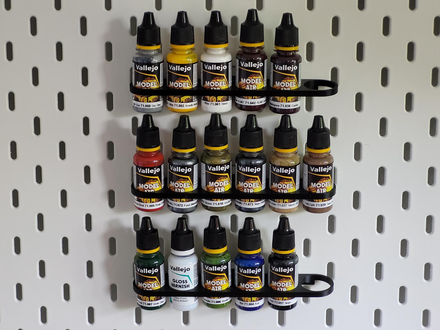 Paint Tube Holder for IKEA Skådis Pegboard – Holds 6 x 18ml Bottles | Vallejo Compatible Organizer for Hobby Paints & Miniatures