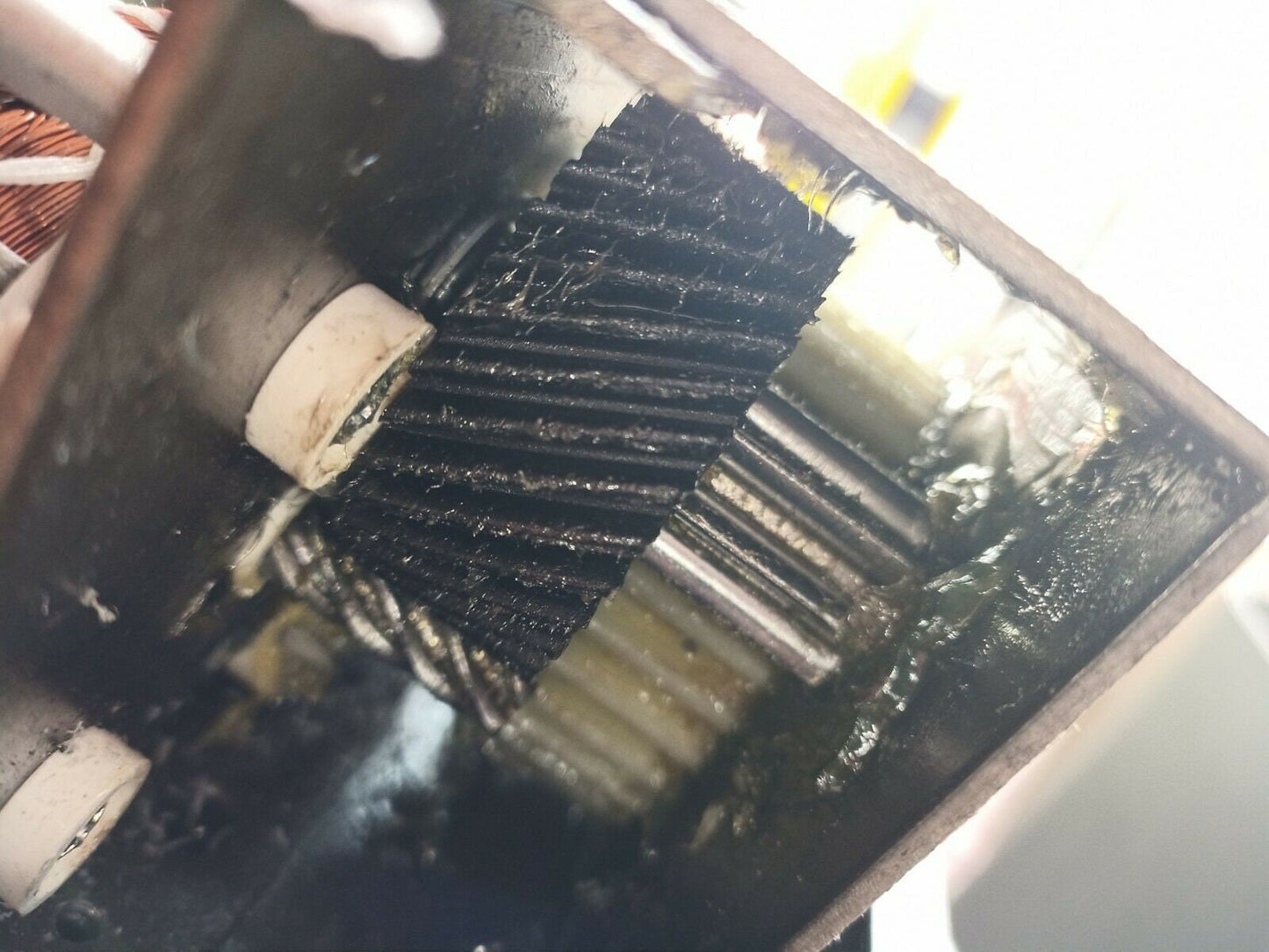 Royal 16mx shredder gear adjacent to motor with metal gear socket