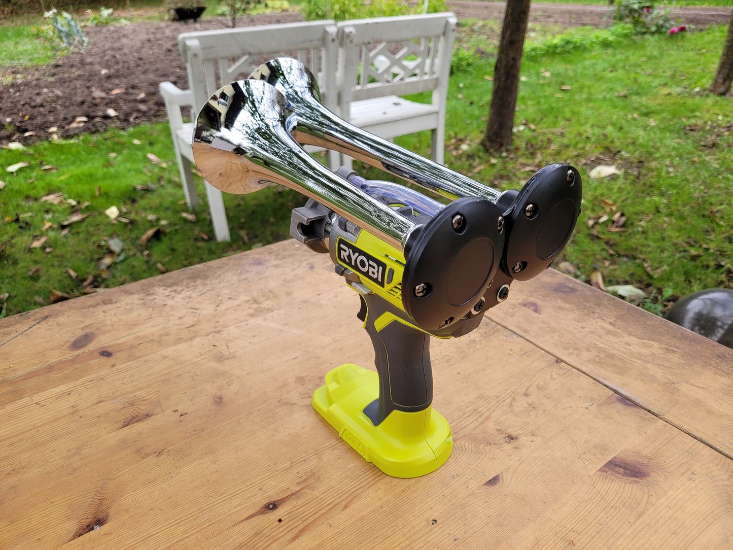 Ryobi R18DD3-0 Cordless Drill Converted to 150dB Train Horn – Extreme Loud DIY Tool Mod