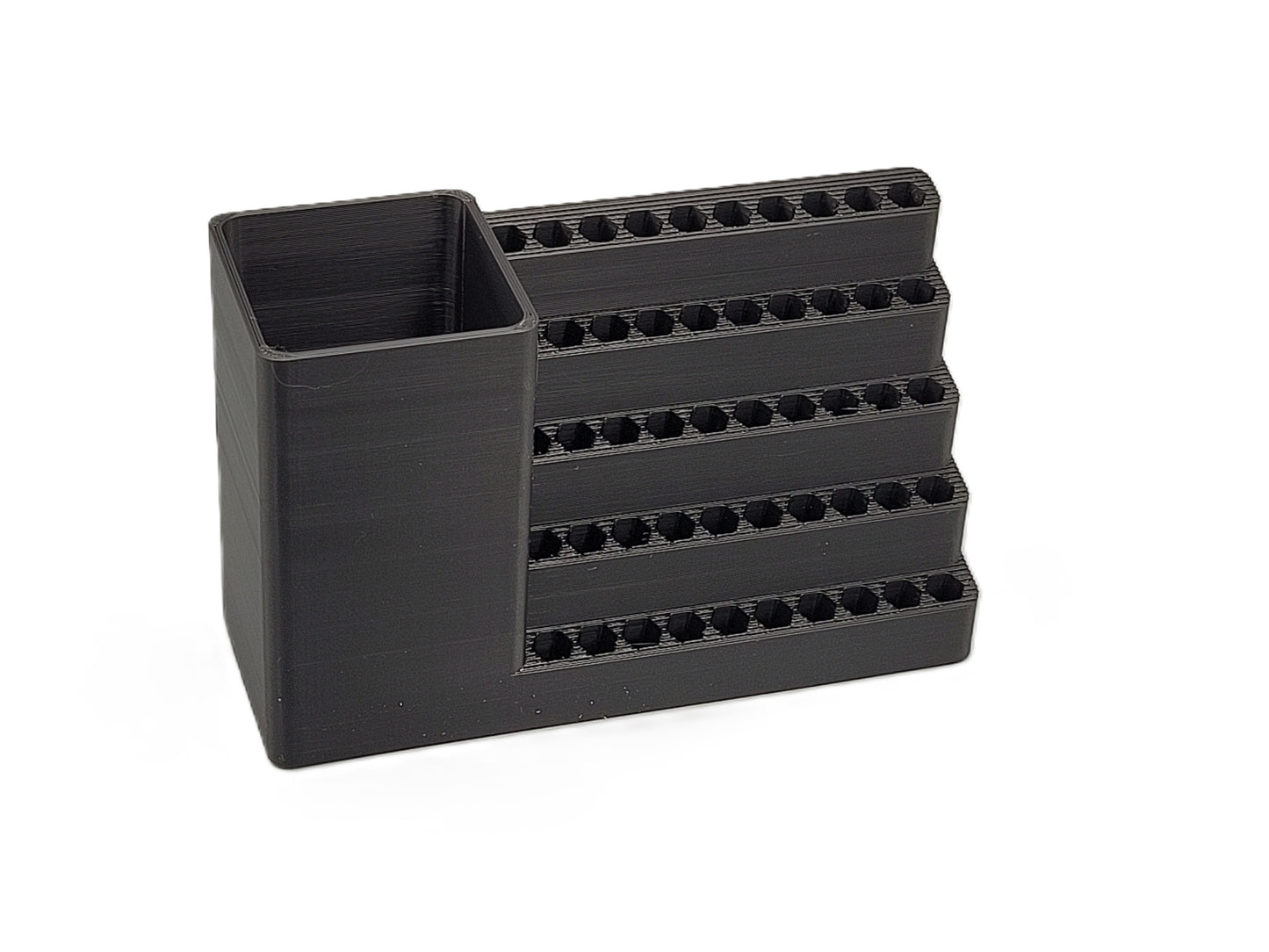 50-Hole Screwdriver Bit Organizer for IKEA Skadis – Hex 6.35mm Bit Holder with Mini Electric Driver Compartment