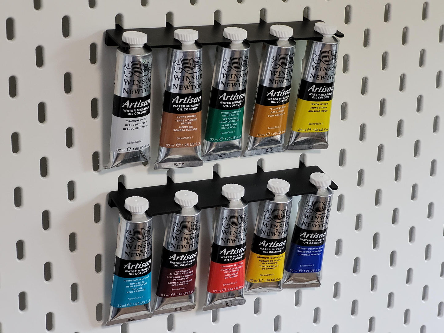 Paint Tube Holder for IKEA Skådis – Fits 5 x 37ml Tubes – Windsor & Newton Compatible – Organizer – Dept 502