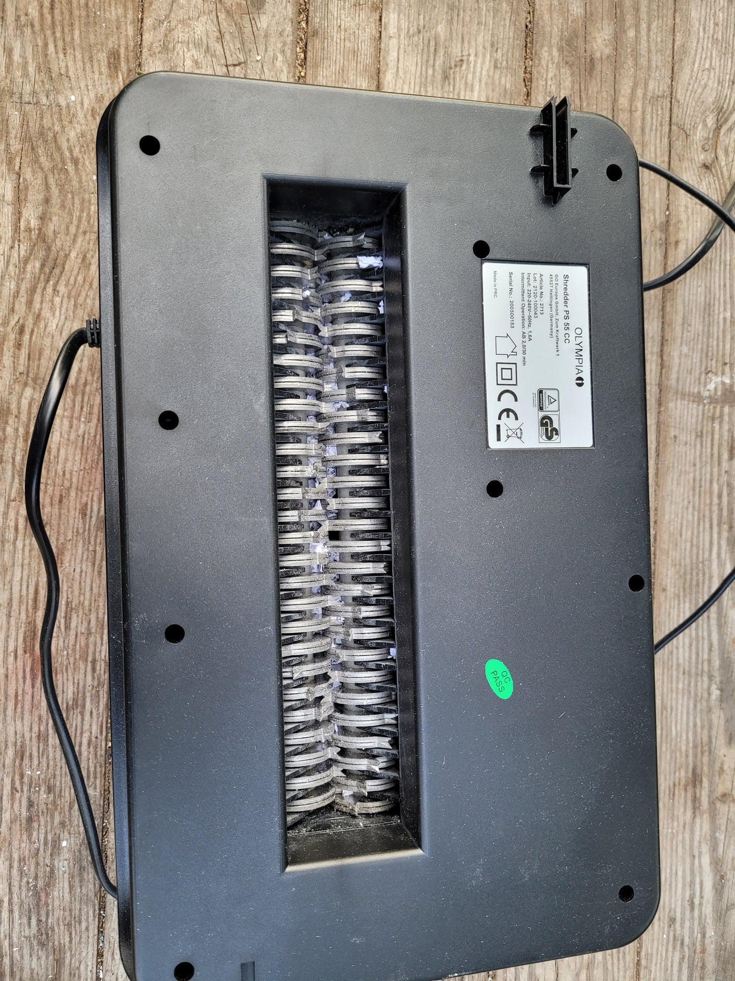 Olympia PS 55 CC shredder gear with metal gear socket