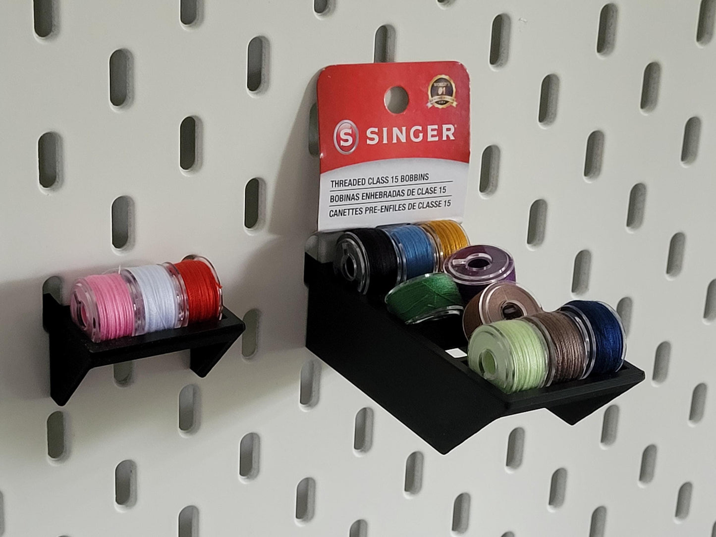 Bobbin Holder for Ikea Skadis Pegboard – Fits 3 or 12 Bobbins | Sewing, Serger & Embroidery Organizer