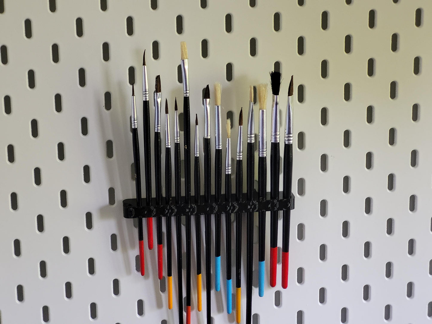 Brush Holder for IKEA Skådis – Holds 16 Brushes – Organizer with a flower patern – Art Supplies Storage – Skadis Pegboard Accessory