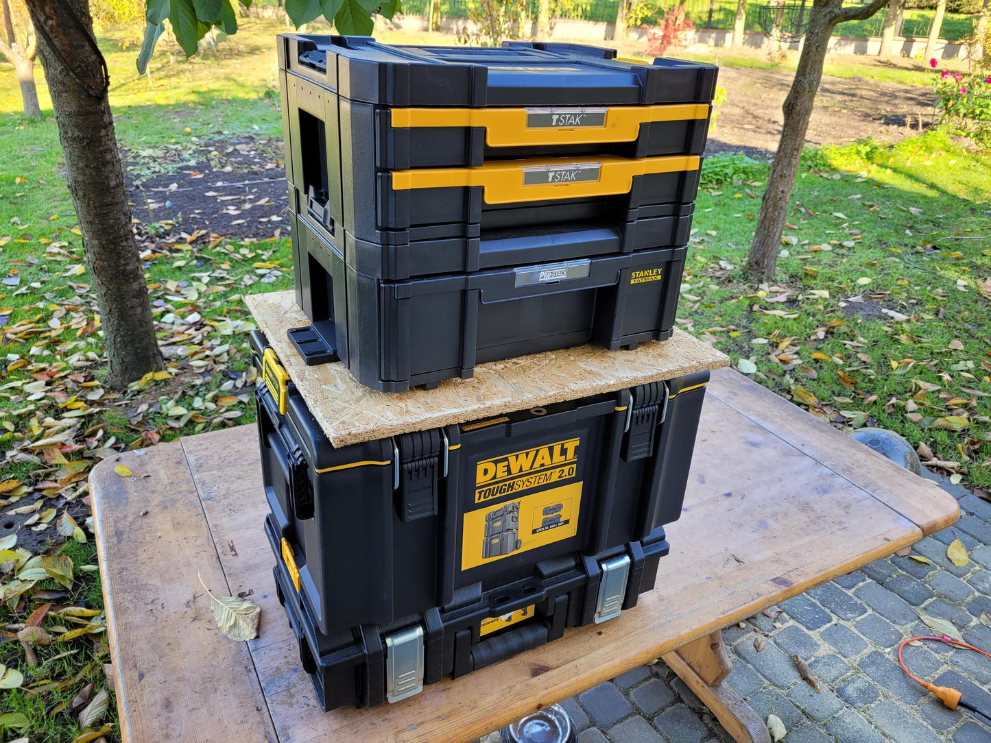 Dewalt Tstak and Stanley Fatmax to Dewalt toughsystem 2.0 adapter (separate top and bottom with Tstak and Fatmax on top)