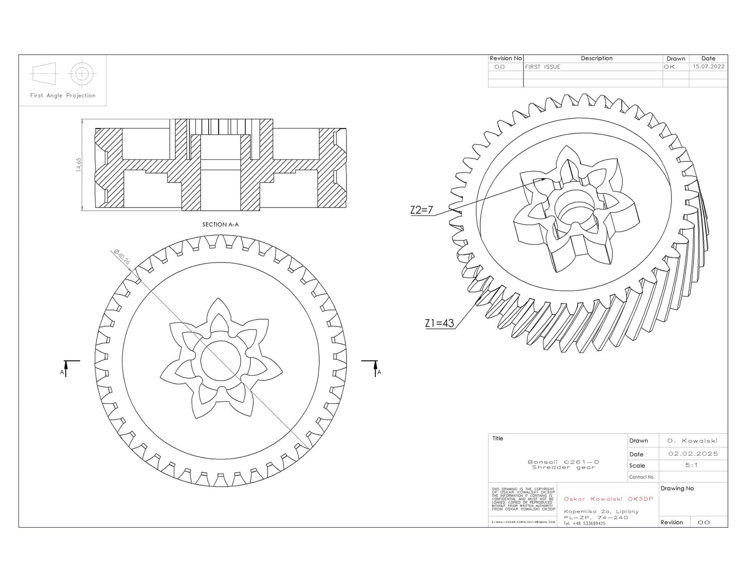 Bonsaii C261-D shredder gear
