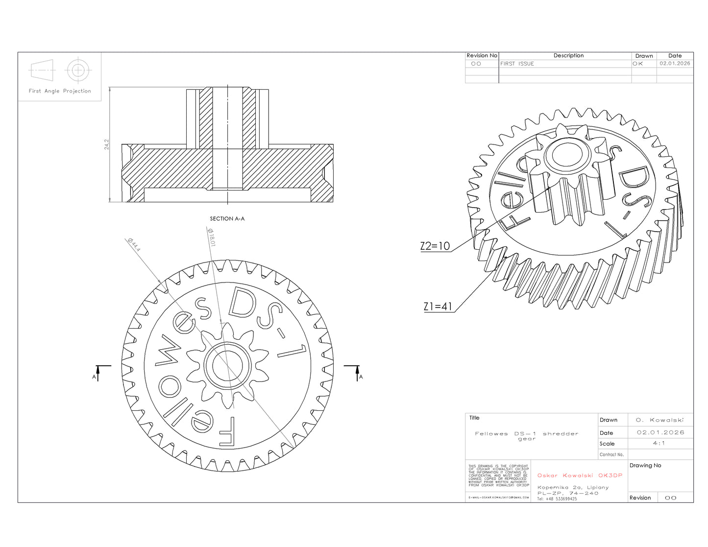 Équipement du destructeur Fellowes DS-1 CRC 30101