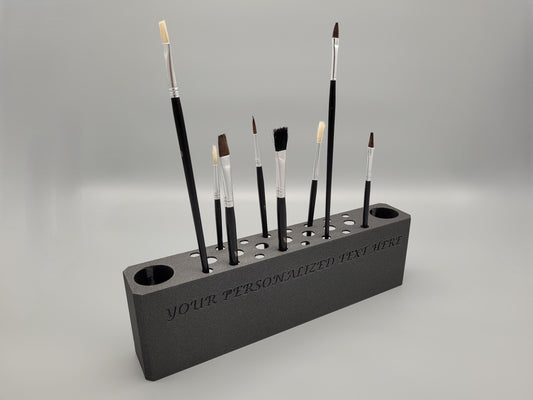 Personalized Paint Brush Holder – Artist Gift with Custom Text | Holds 25 Brushes | Painter Desk Organizer – Gift for Artist