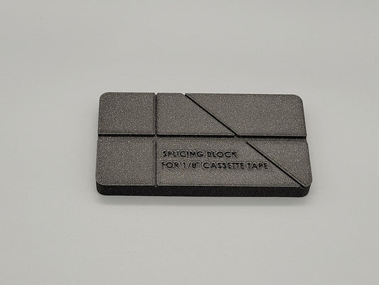 Splicing block for 1/8 inch cassette tape media