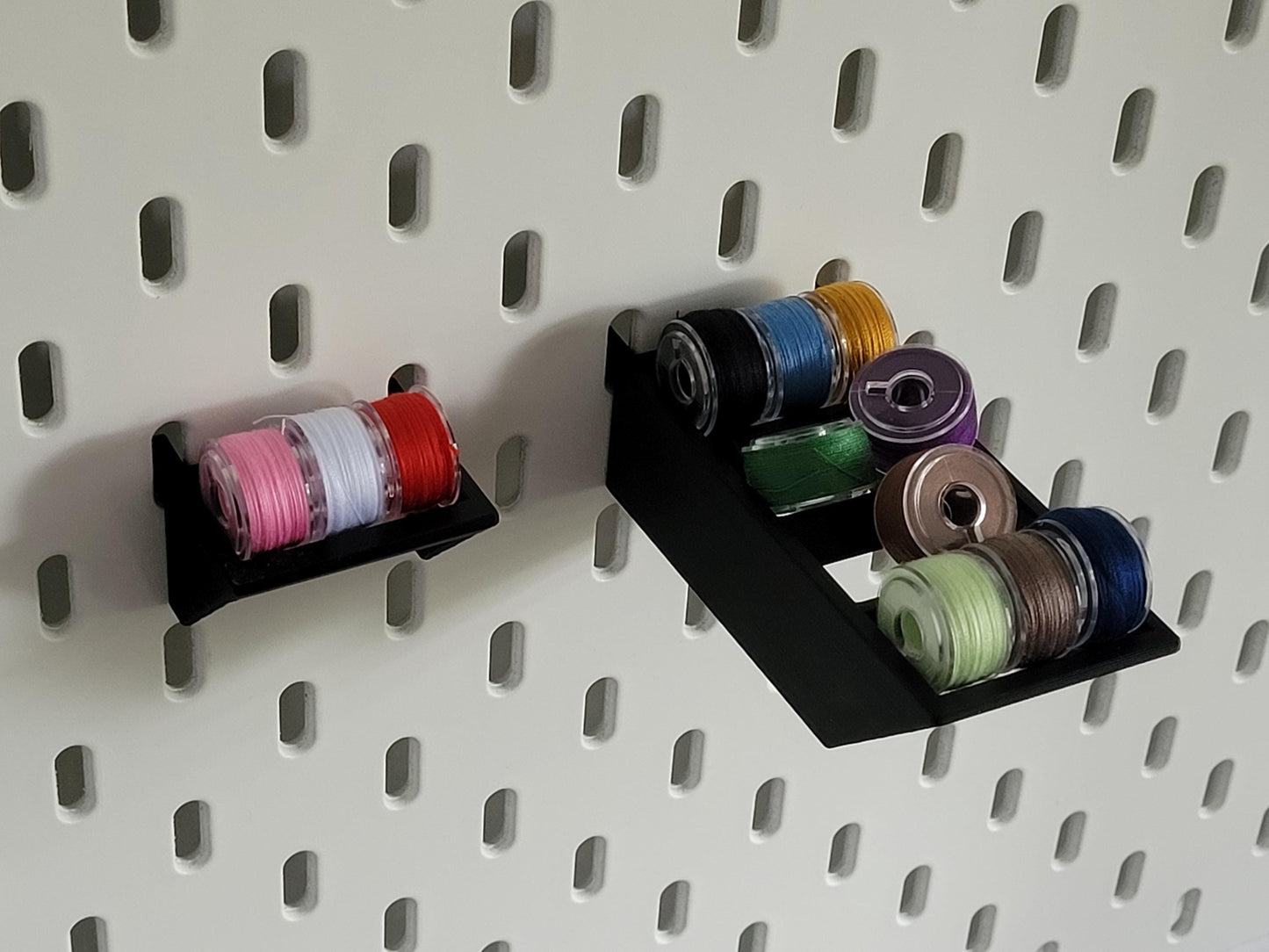 Bobbin Holder for Ikea Skadis Pegboard – Fits 3 or 12 Bobbins | Sewing, Serger & Embroidery Organizer